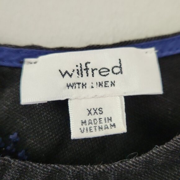 ARITZIA | Wilfred Trompette Linen Dress Embroidered Black Sz XXS - Picture 8 of 9